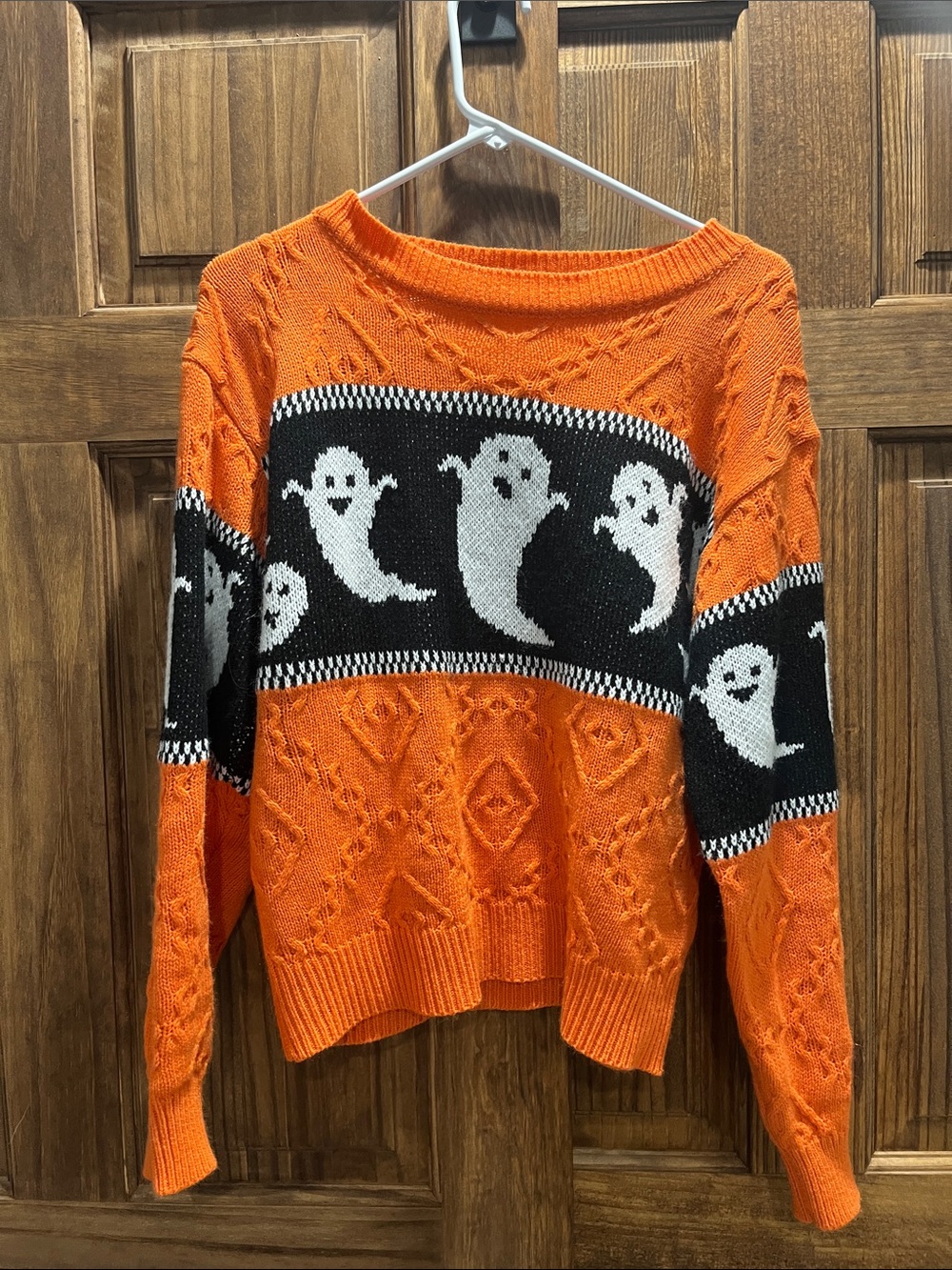 Orange Ghost Knit Sweater-Halloween
